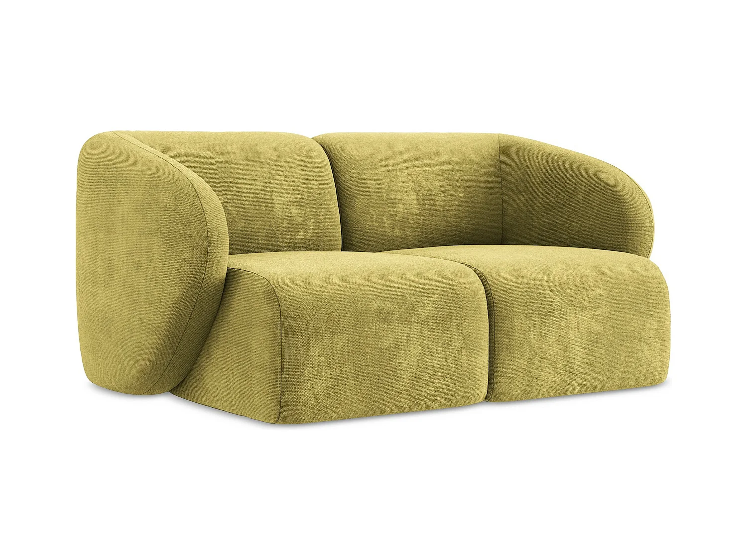 Canapé modulable 2 places en tissu chenille - vert citron - LANI