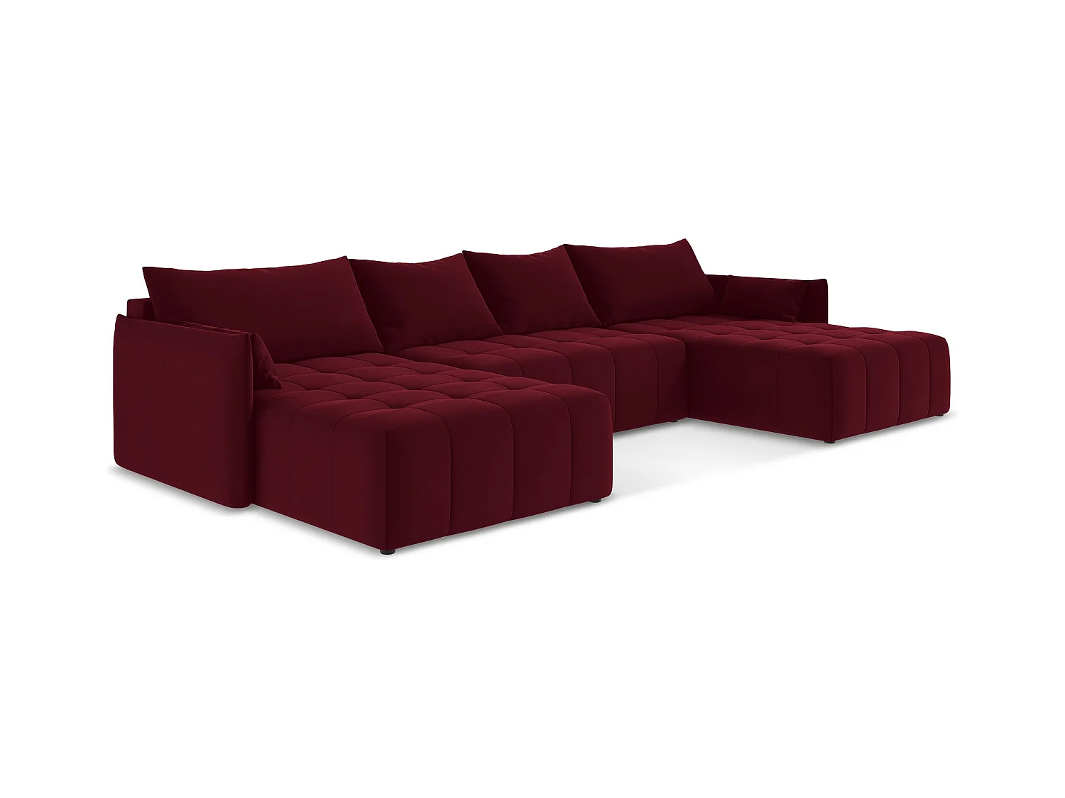 Panoramische hoekbank van bourgondië velours - MOKU
