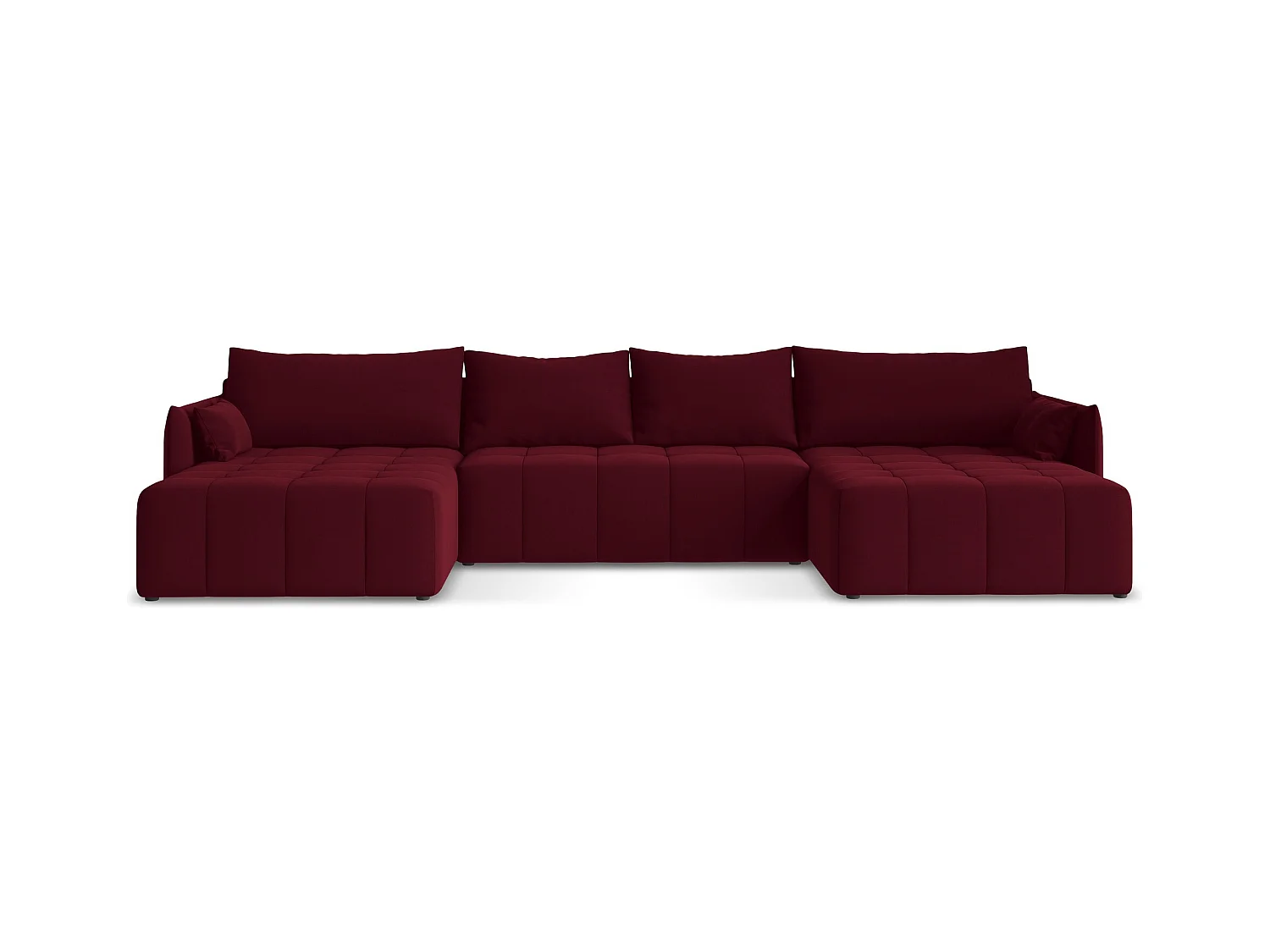 Panoramische hoekbank van bourgondië velours - MOKU