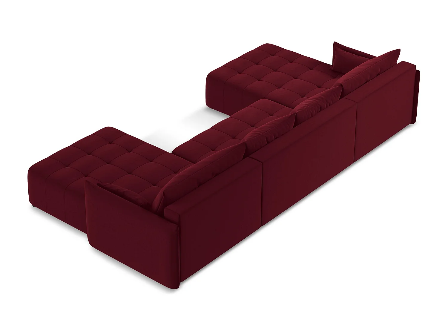 Canapé panoramique 5 places en velours - bourgogne - MOKU