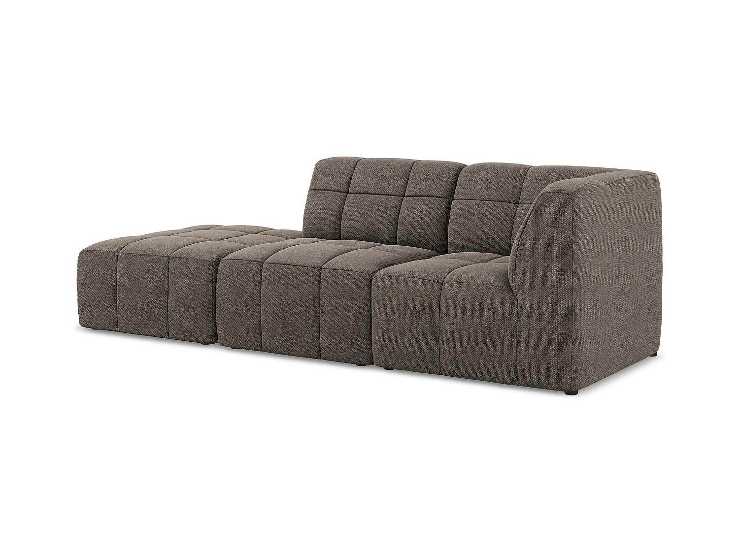 Canapé d'angle 3 places modulaire gauche en tissu bouclette - choolat - ALOHA