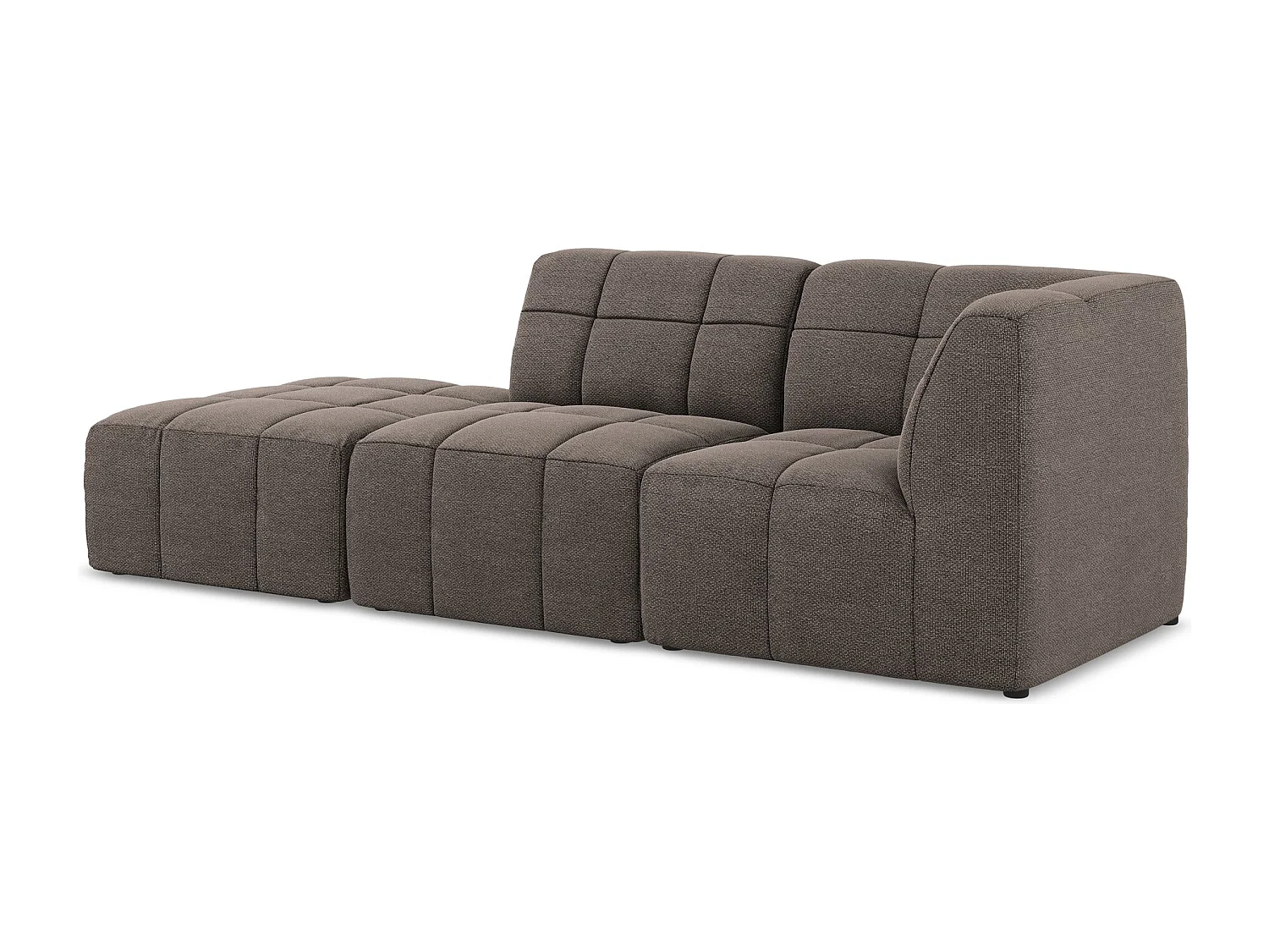 Canapé d'angle 3 places modulaire gauche en tissu bouclette - choolat - ALOHA