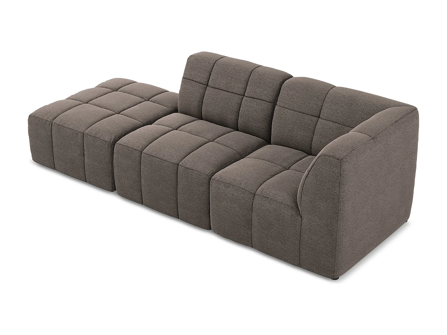 Canapé d'angle 3 places modulaire gauche en tissu bouclette - choolat - ALOHA