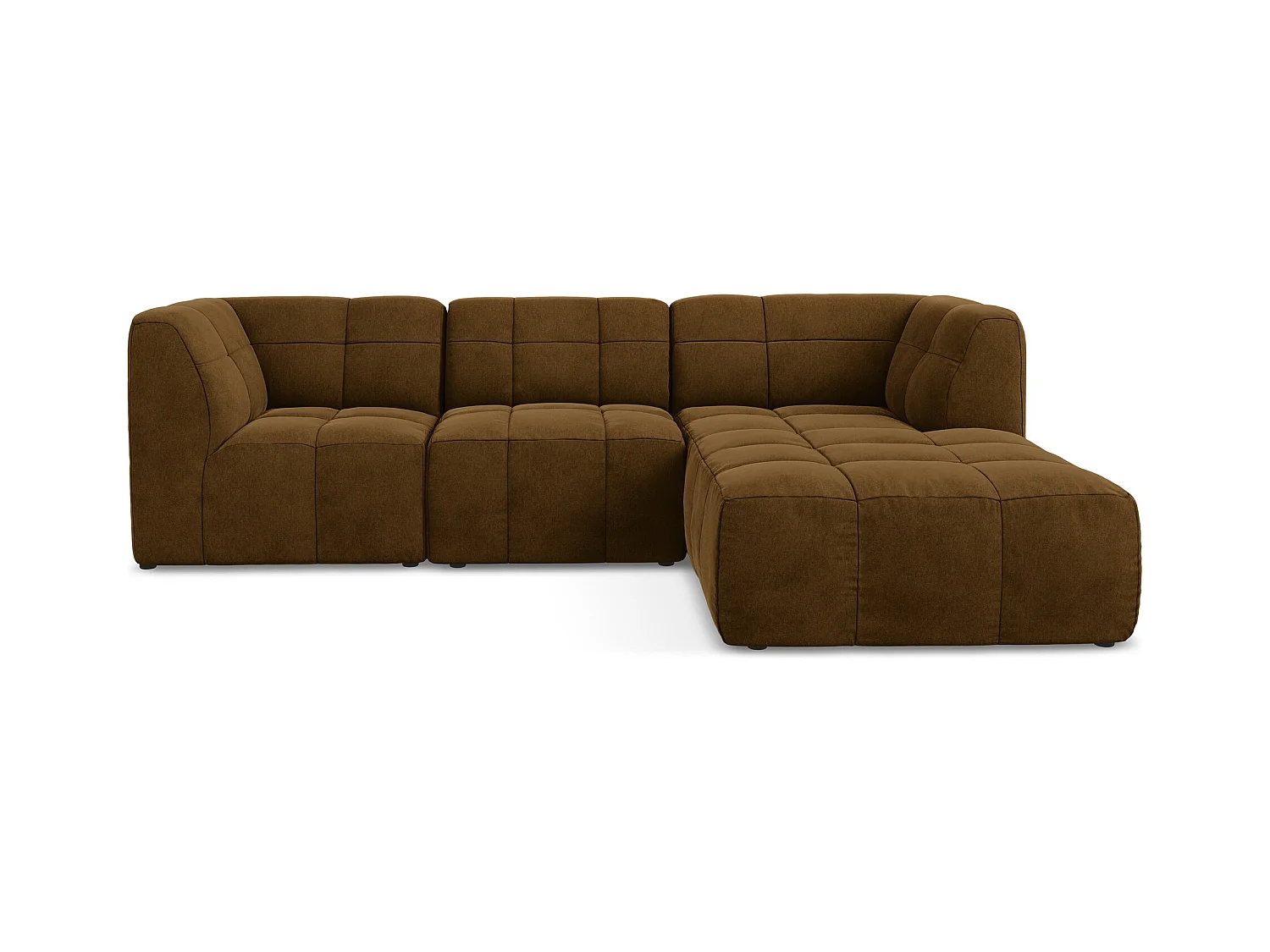 3-Sitzer Modulares Ecksofa - Ecke Rechts - Samt - Senf - ALOHA
