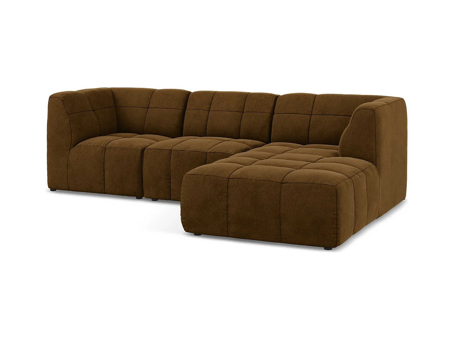 3-Sitzer Modulares Ecksofa - Ecke Rechts - Samt - Senf - ALOHA