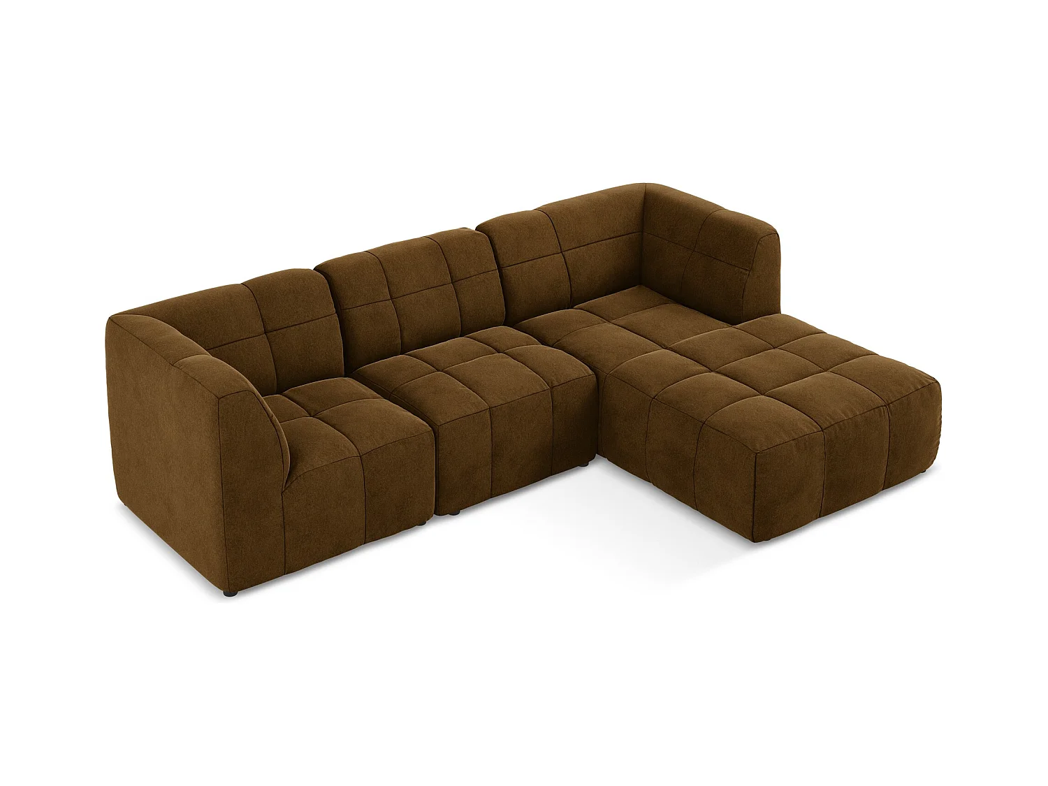 3-Sitzer Modulares Ecksofa - Ecke Rechts - Samt - Senf - ALOHA