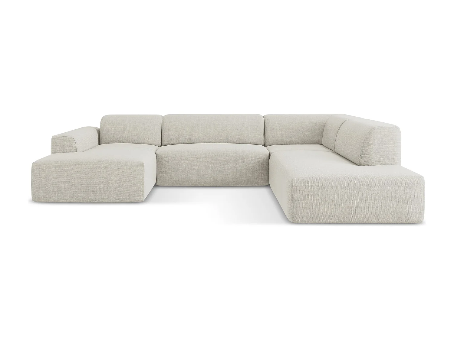 Sofa panoramiczna prawa - z tkaniny strukturalnej - jasny beż - KELI