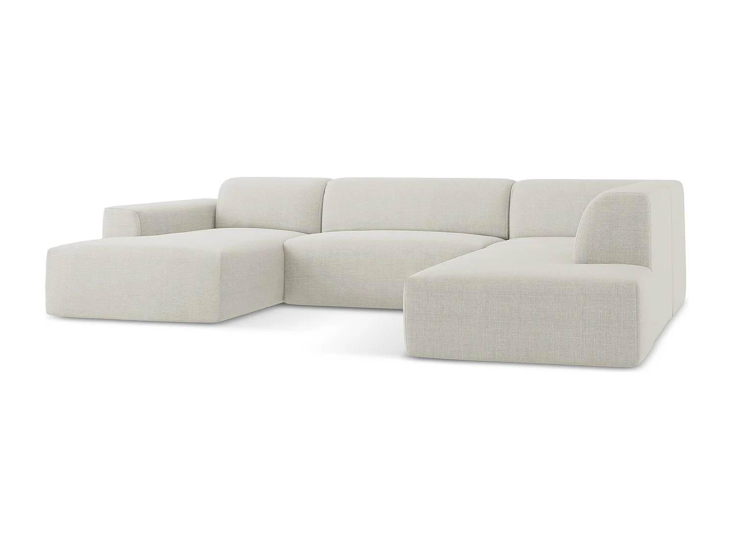 Sofa panoramiczna prawa - z tkaniny strukturalnej - jasny beż - KELI