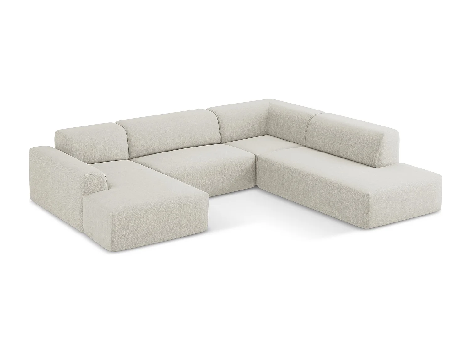 Sofa panoramiczna prawa - z tkaniny strukturalnej - jasny beż - KELI