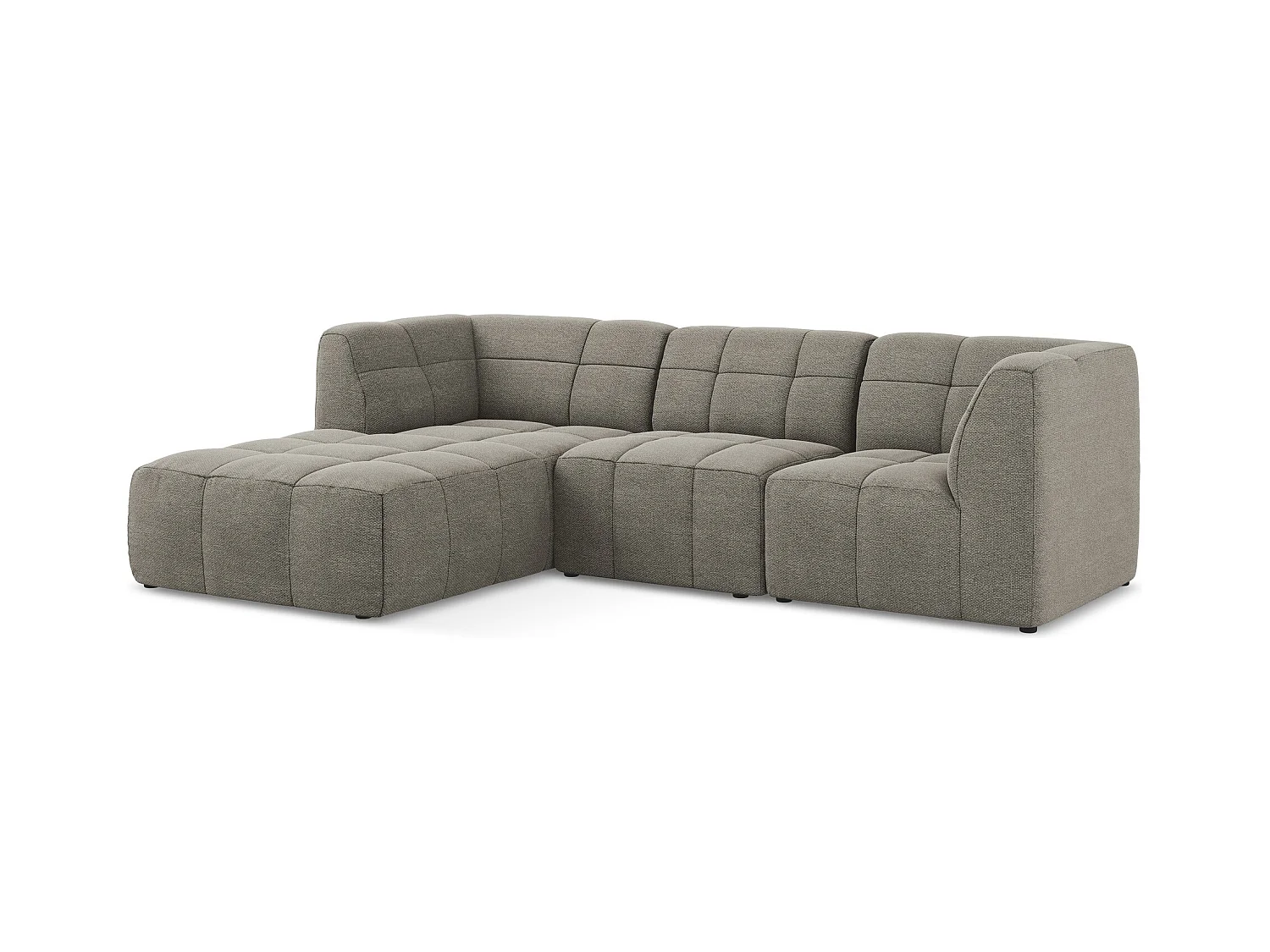 Canapé d'angle 3 places modulaire gauche en tissu bouclette - gris - ALOHA