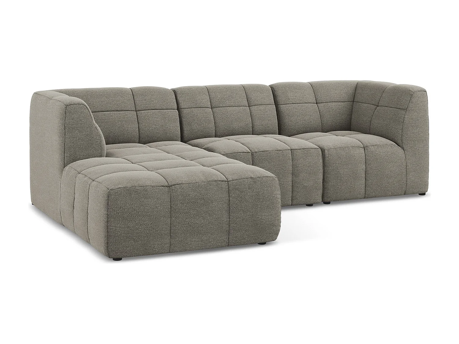 Canapé d'angle 3 places modulaire gauche en tissu bouclette - gris - ALOHA