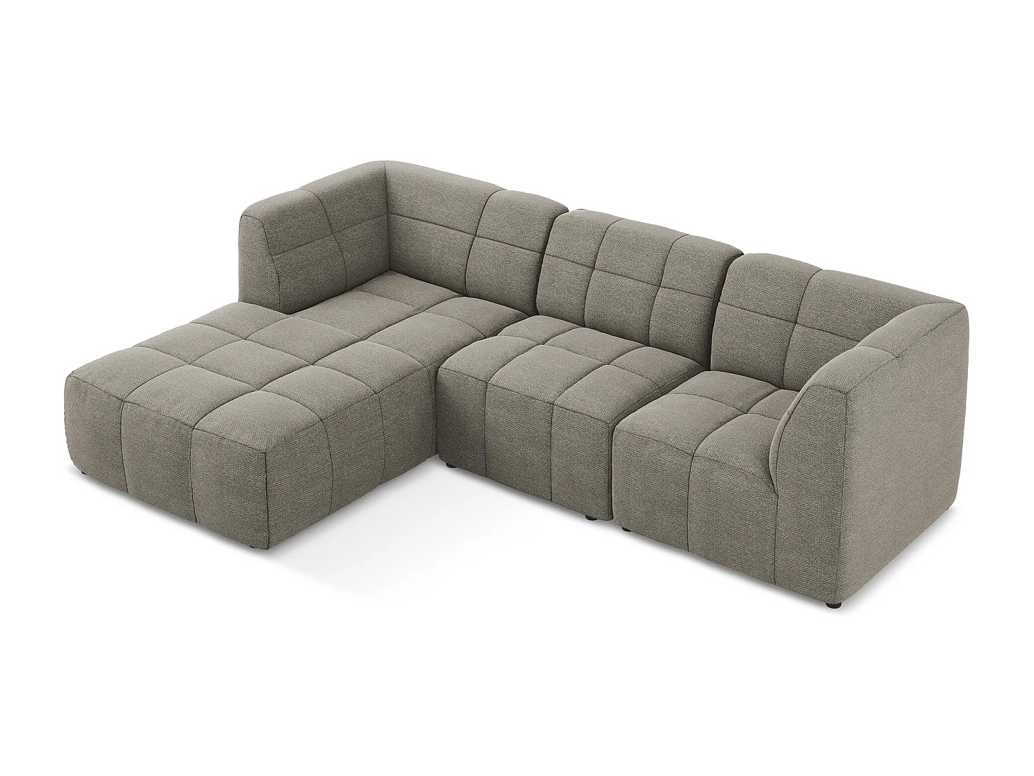 Canapé d'angle 3 places modulaire gauche en tissu bouclette - gris - ALOHA