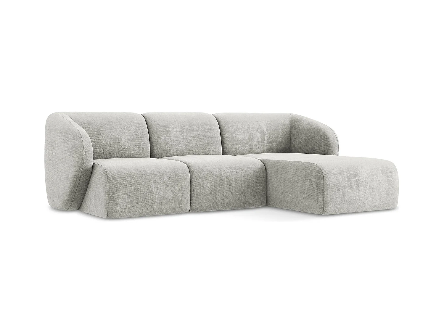 3-Sitzer Modulares Ecksofa - Ecke Rechts - Chenille - Hellgrau - LANI