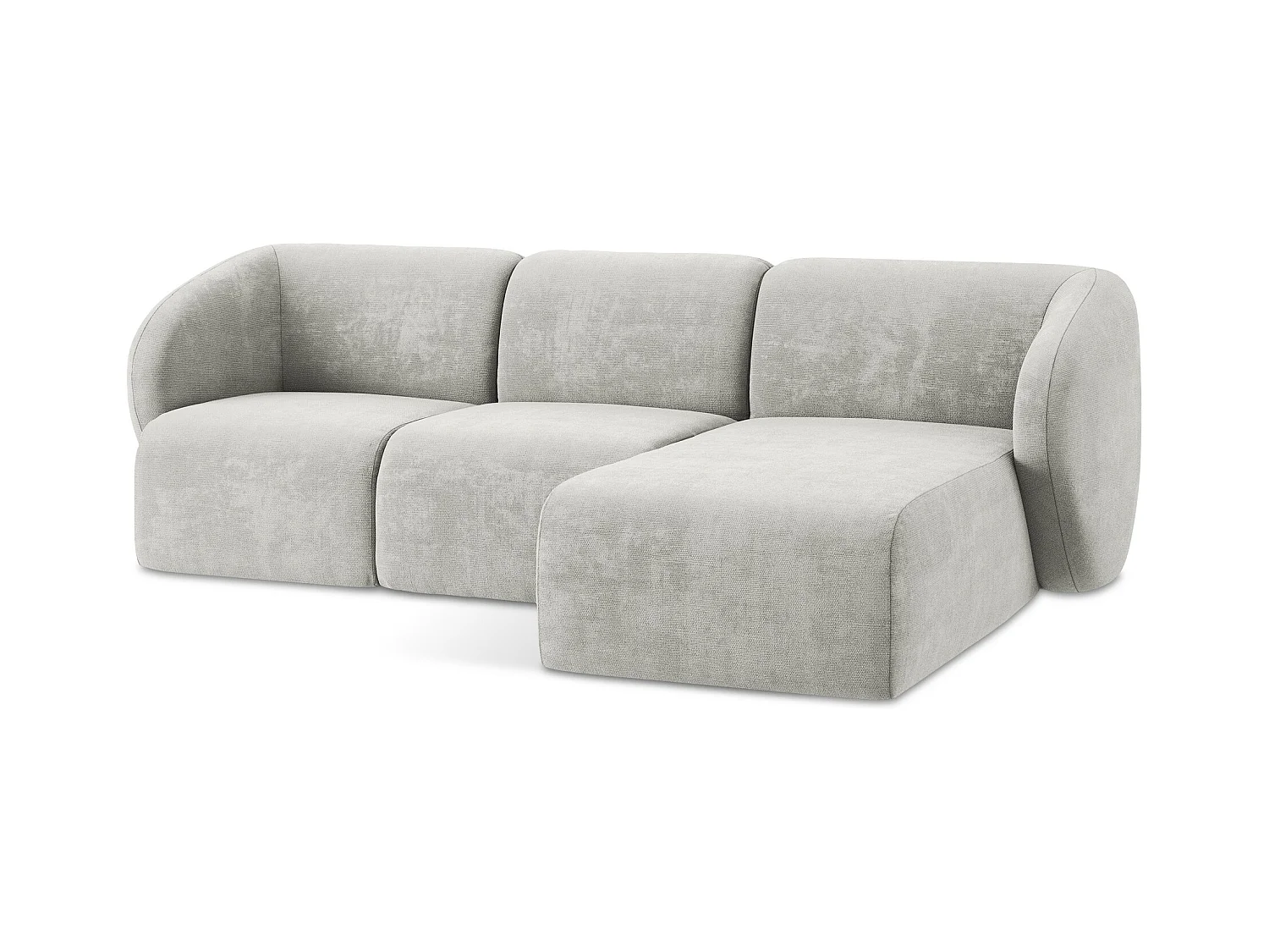 3-Sitzer Modulares Ecksofa - Ecke Rechts - Chenille - Hellgrau - LANI