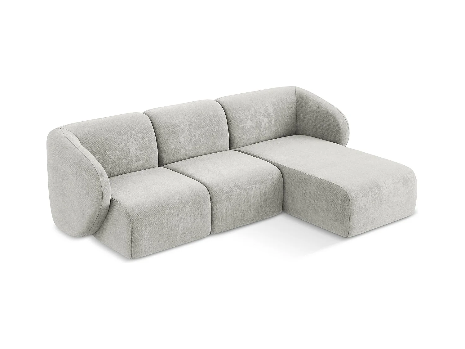 3-Sitzer Modulares Ecksofa - Ecke Rechts - Chenille - Hellgrau - LANI