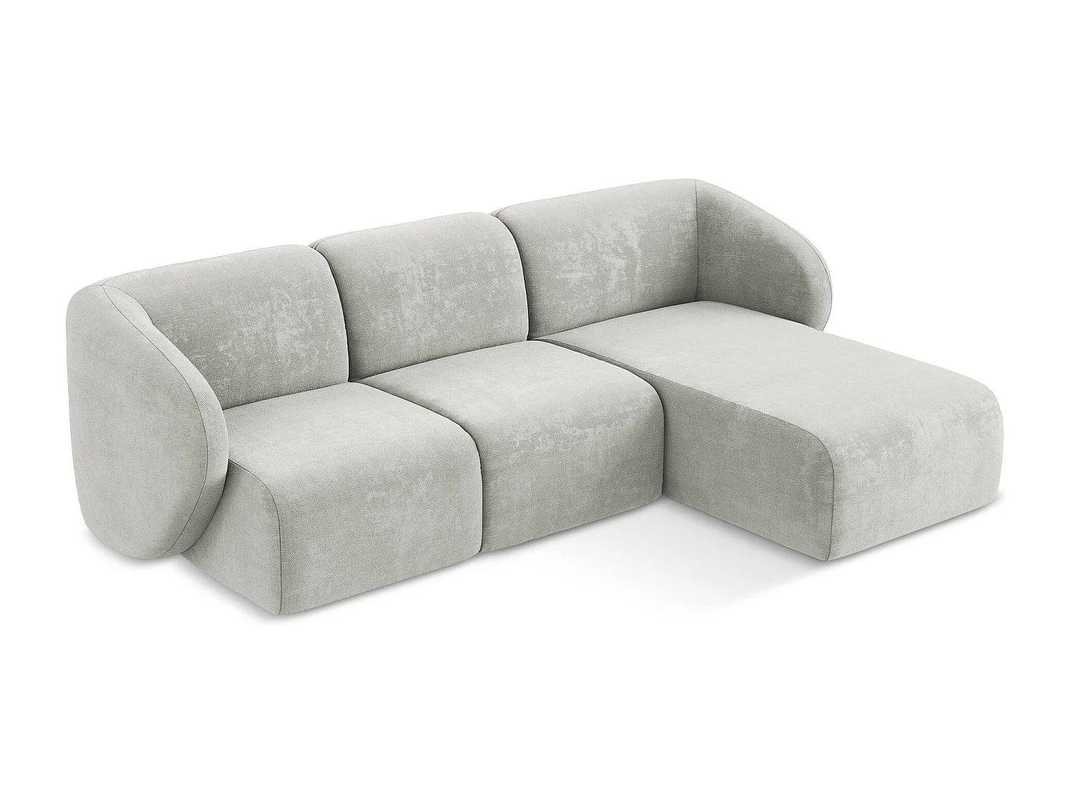 3-Sitzer Modulares Ecksofa - Ecke Rechts - Chenille - Hellgrau - LANI