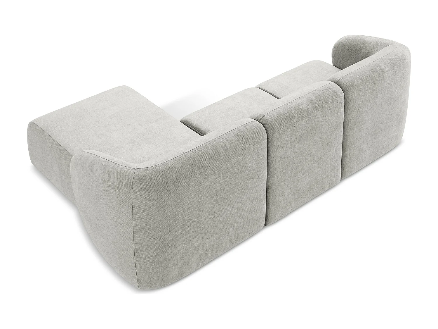 3-Sitzer Modulares Ecksofa - Ecke Rechts - Chenille - Hellgrau - LANI