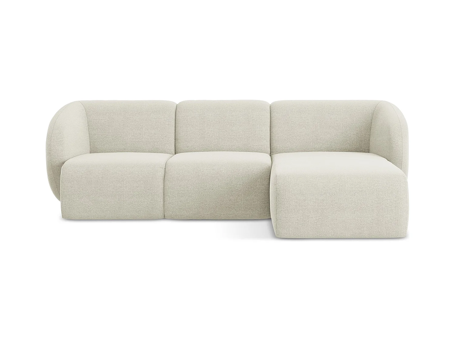 Canapé d'angle 3 places modulaire droit en tissu bouclette - sable - LANI