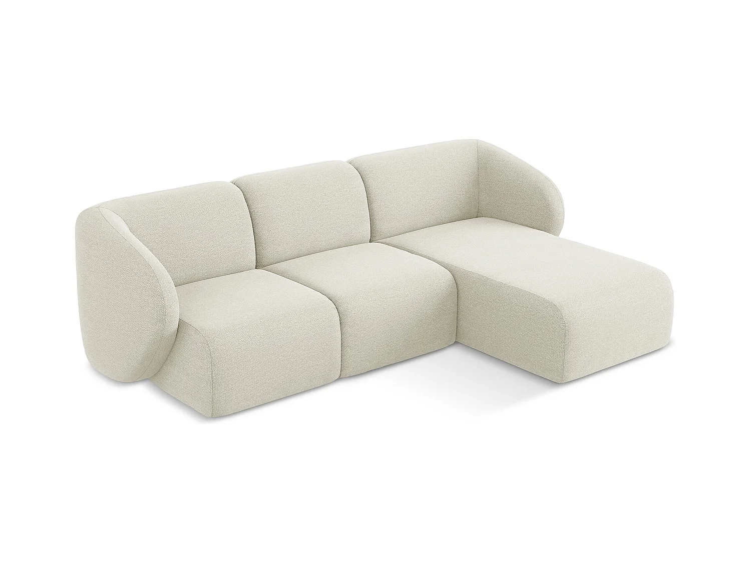 Canapé d'angle 3 places modulaire droit en tissu bouclette - sable - LANI