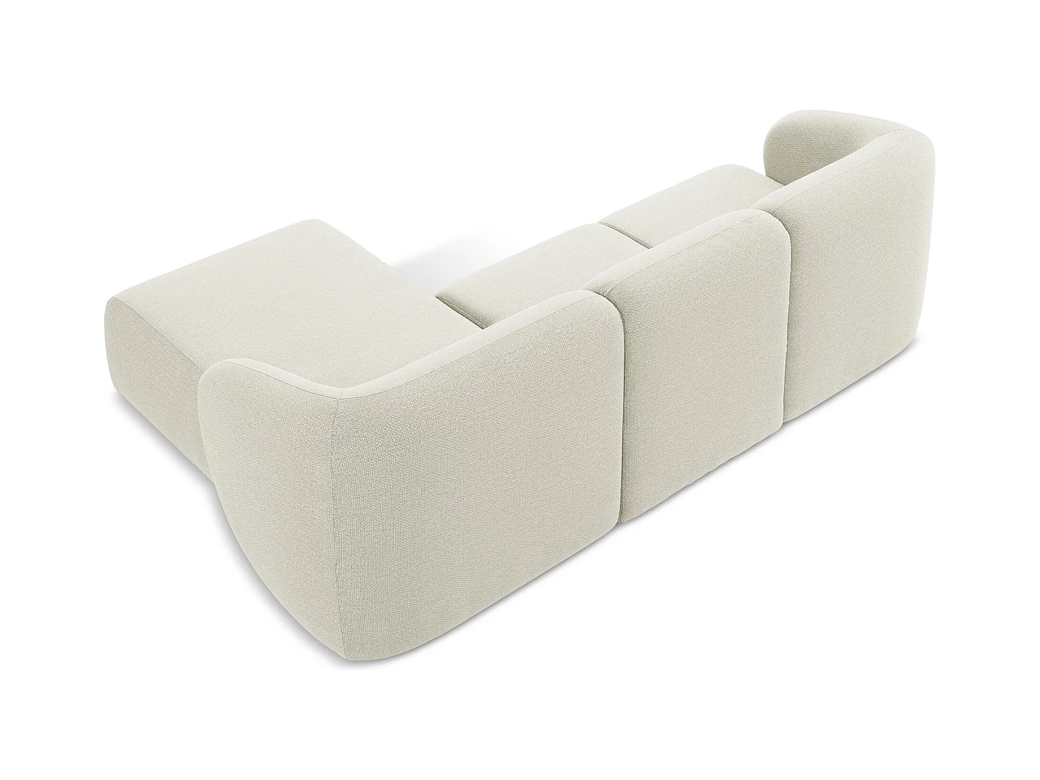 Canapé d'angle 3 places modulaire droit en tissu bouclette - sable - LANI