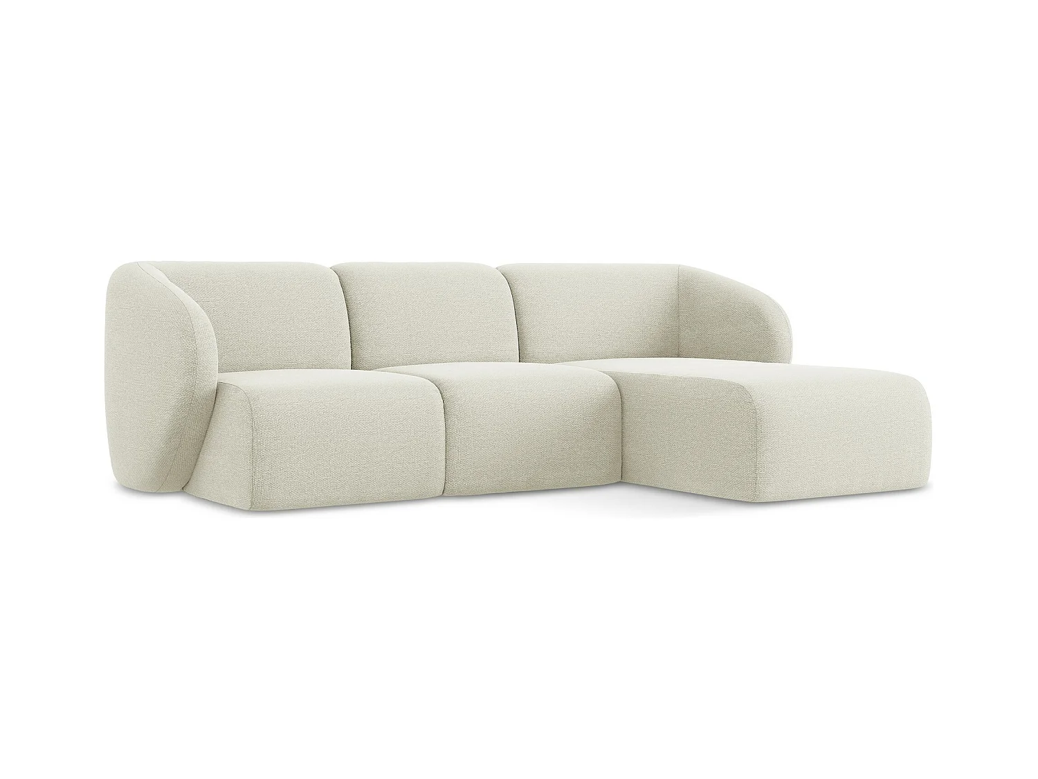 Canapé d'angle 3 places modulaire droit en tissu bouclette - sable - LANI