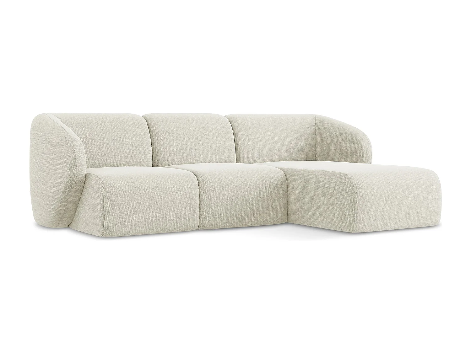 Canapé d'angle 3 places modulaire droit en tissu bouclette - sable - LANI