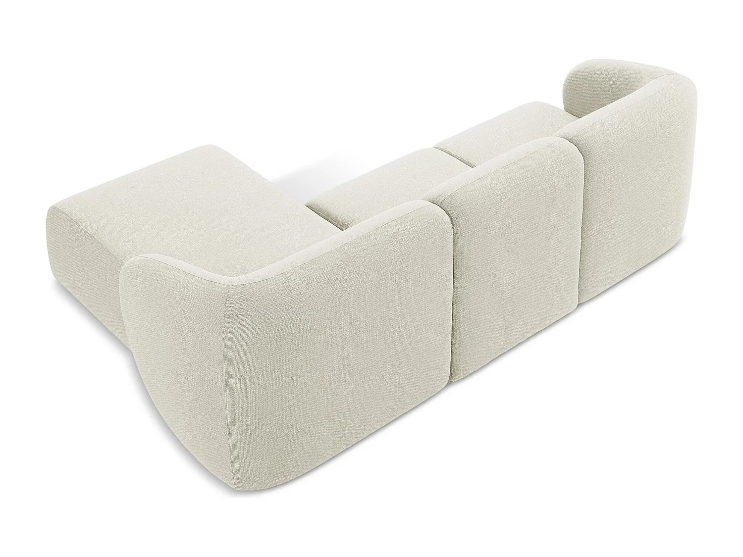 Canapé d'angle 3 places modulaire droit en tissu bouclette - sable - LANI