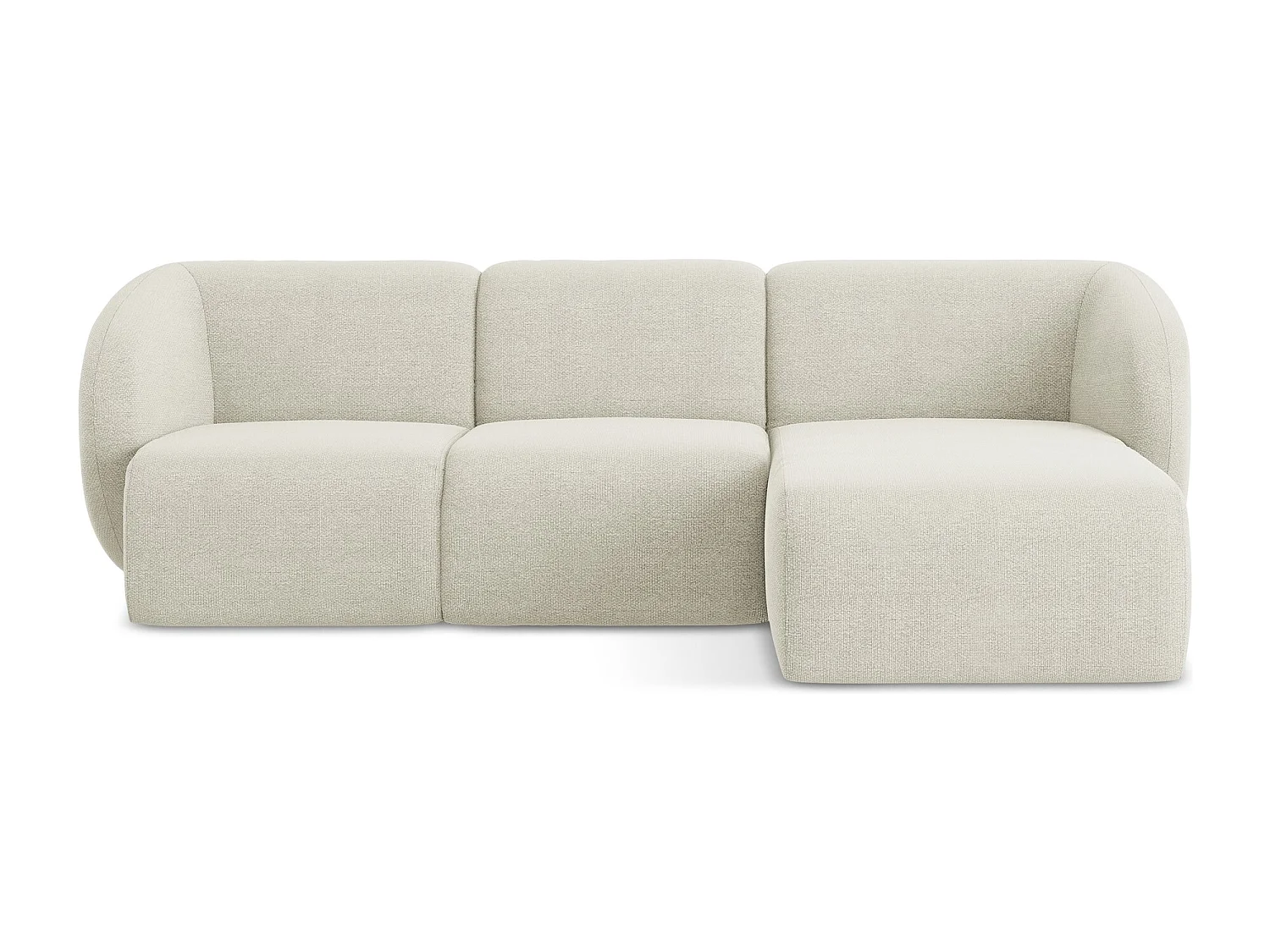 Canapé d'angle 3 places modulaire droit en tissu bouclette - sable - LANI