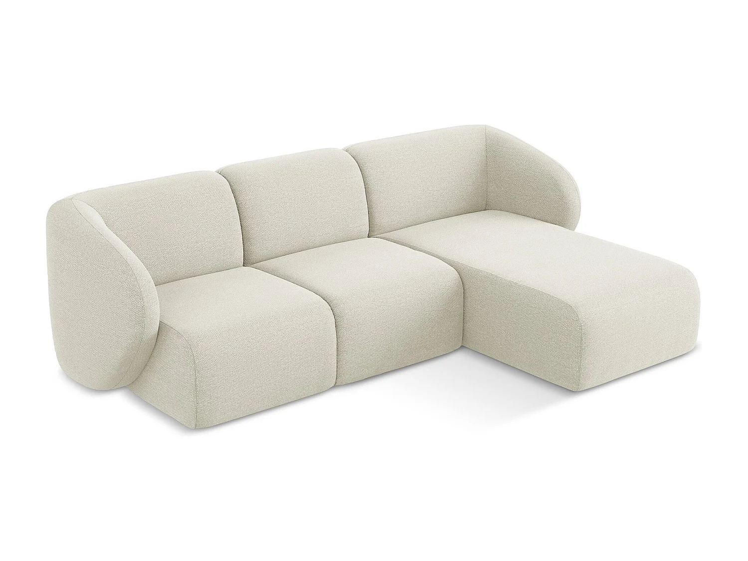 Canapé d'angle 3 places modulaire droit en tissu bouclette - sable - LANI