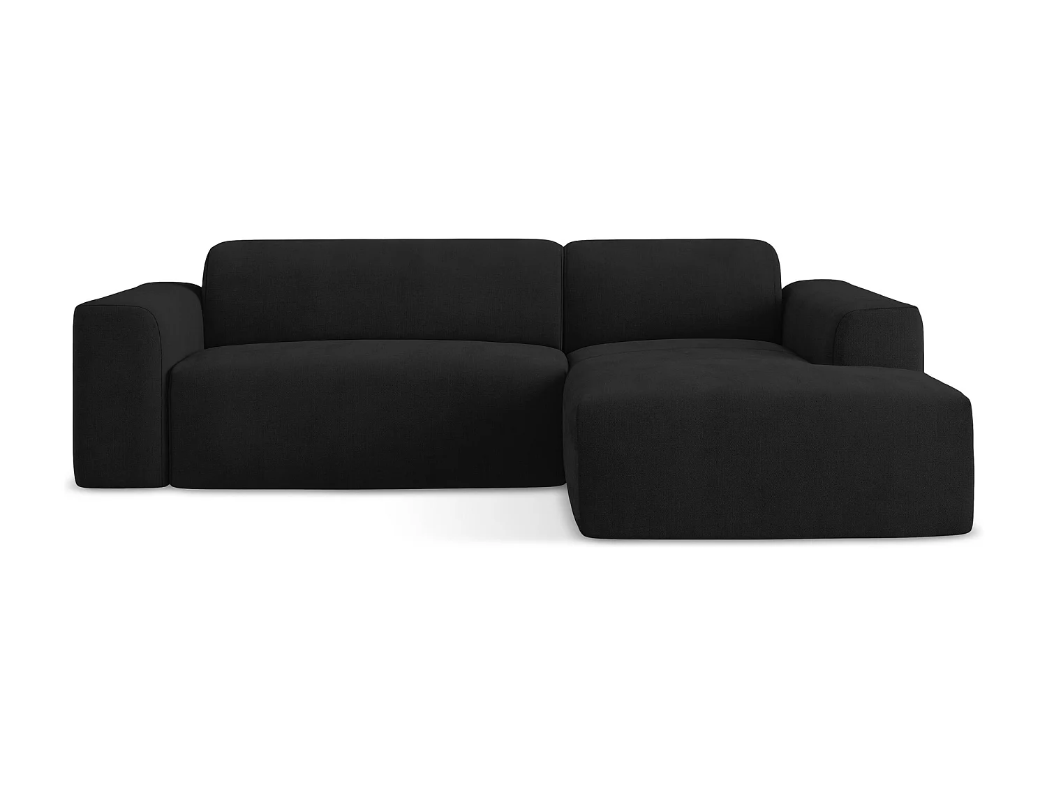 Sofá de canto modular direito 3 lugares em tecido texturizado preto - KELI