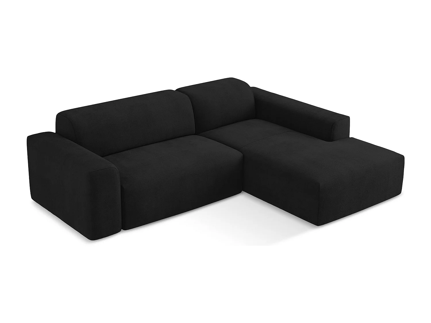 Sofá de canto modular direito 3 lugares em tecido texturizado preto - KELI