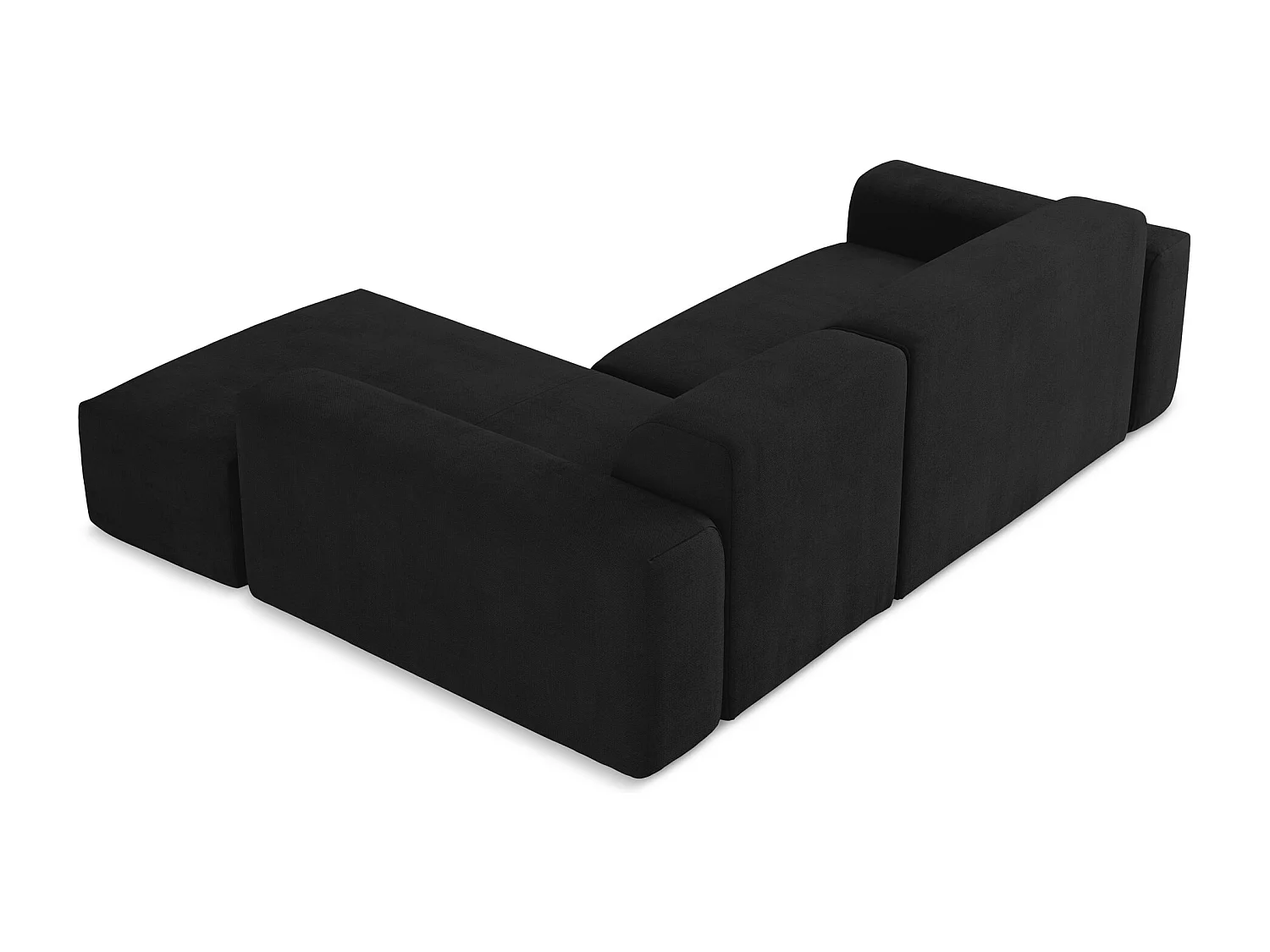 Sofá de canto modular direito 3 lugares em tecido texturizado preto - KELI