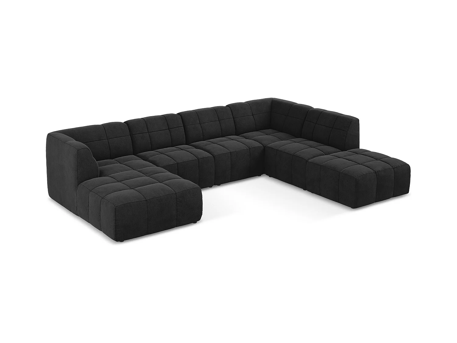 Canapé panoramique 5 places en velours - noir - ALOHA