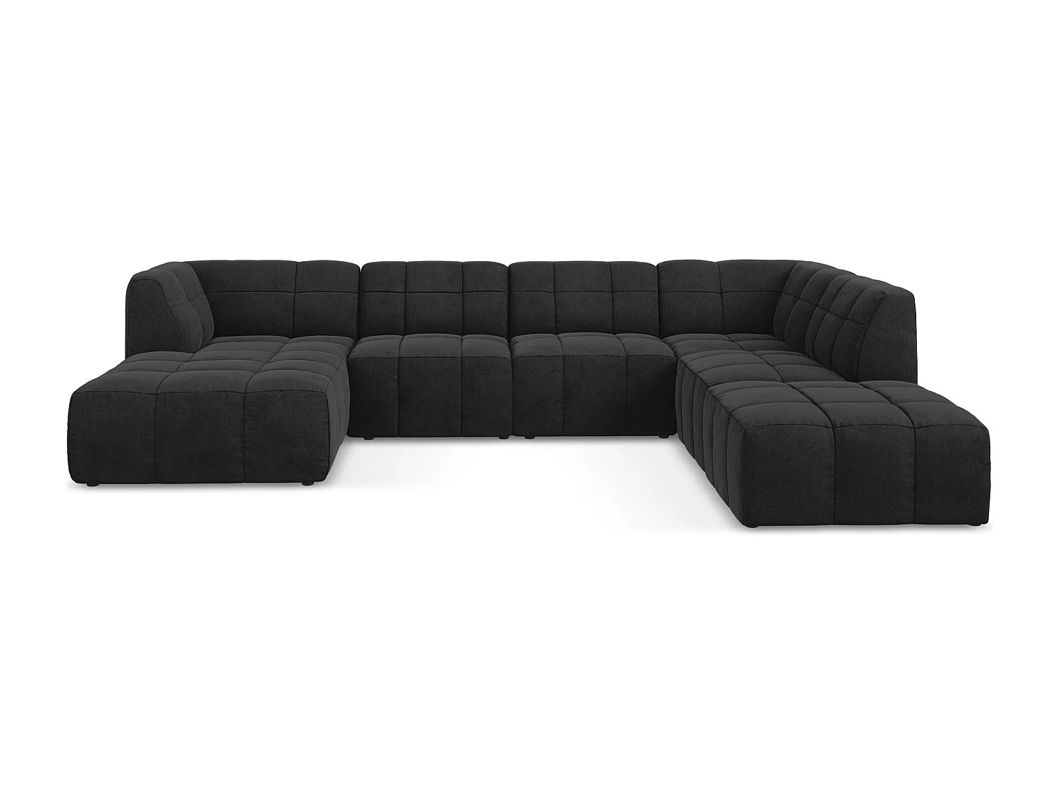 Canapé panoramique 5 places en velours - noir - ALOHA