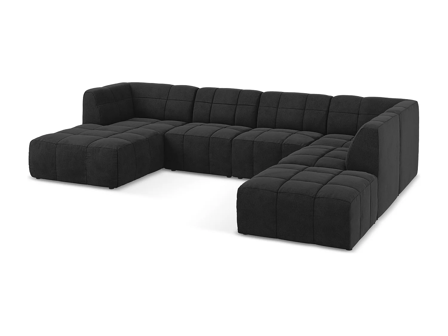 Canapé panoramique 5 places en velours - noir - ALOHA