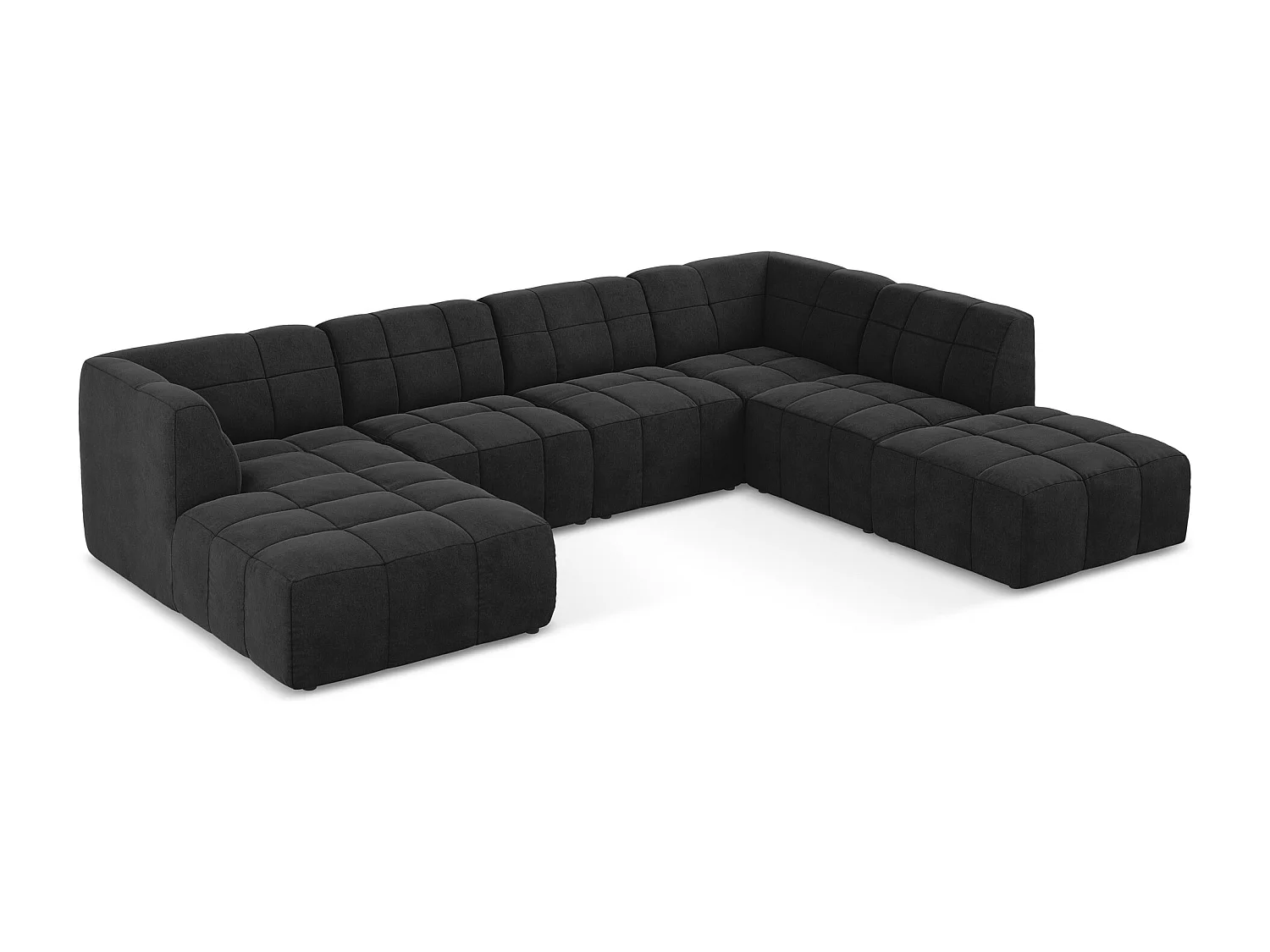 Canapé panoramique 5 places en velours - noir - ALOHA