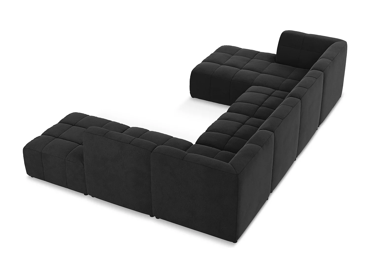 Canapé panoramique 5 places en velours - noir - ALOHA