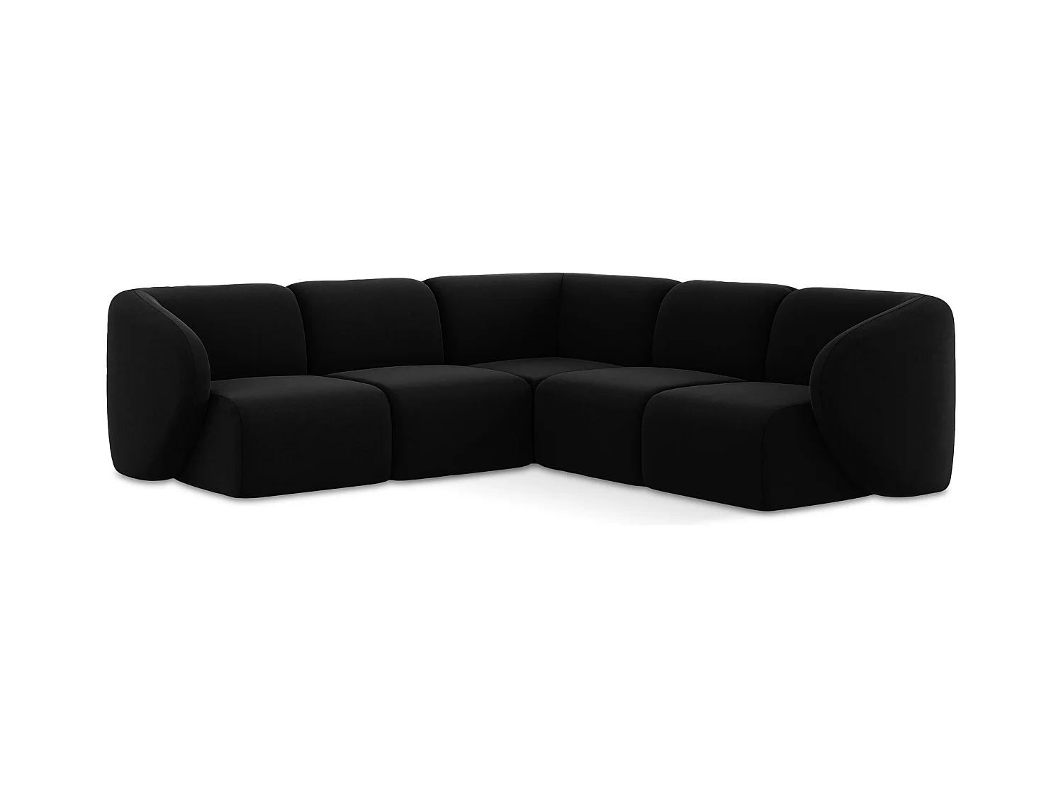 Modulares Ecksofa - - Samt - Schwarz - LANI