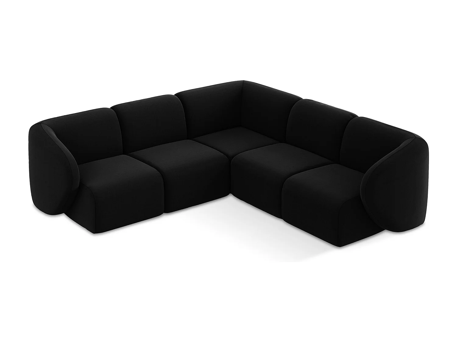 Modulaire hoekbank van zwart velours - LANI