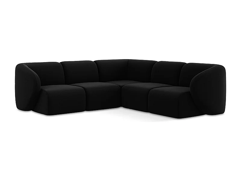 Modulaire hoekbank van zwart velours - LANI