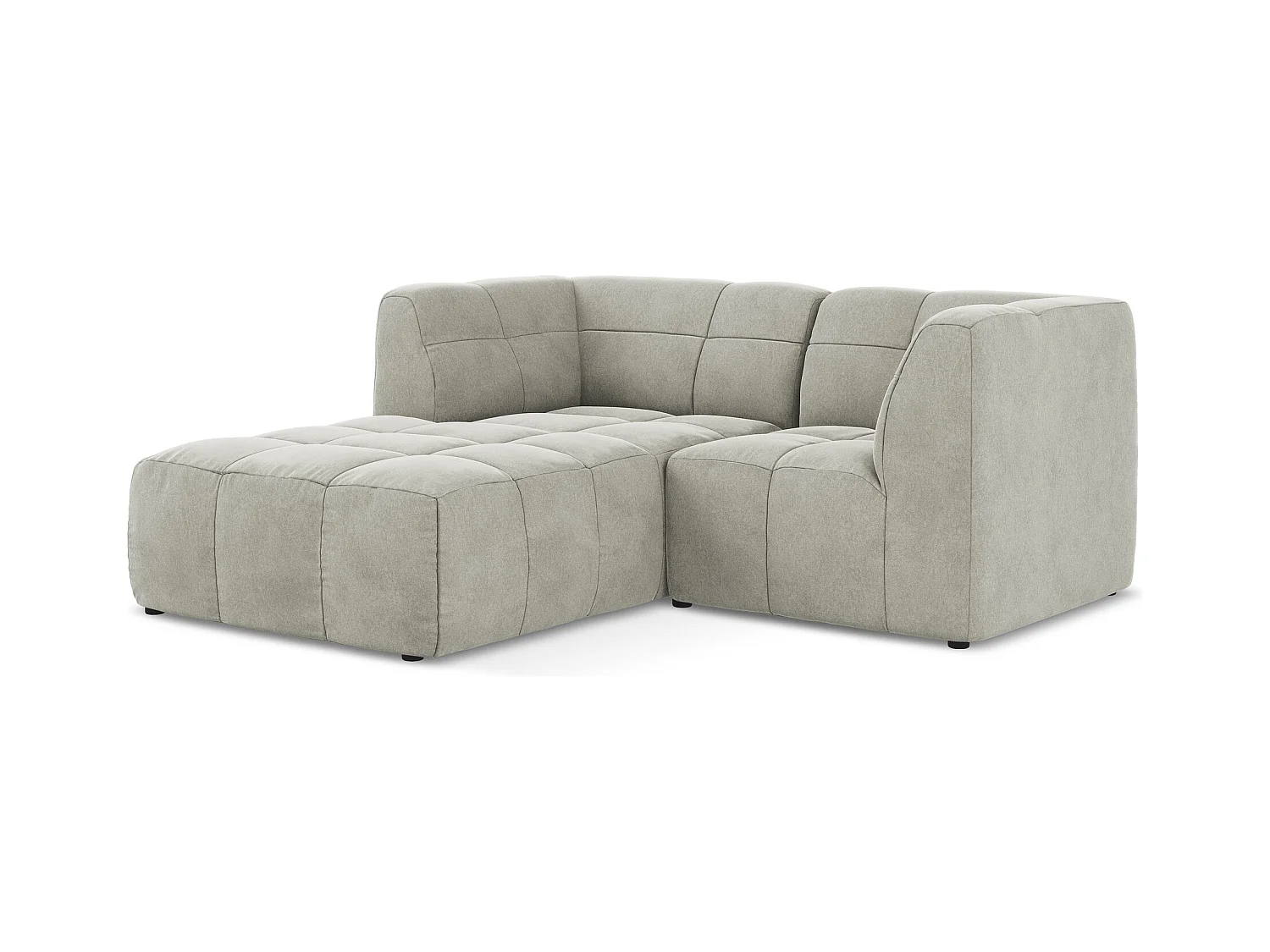 Modulaire hoekbank links van lichtgrijs velours - ALOHA