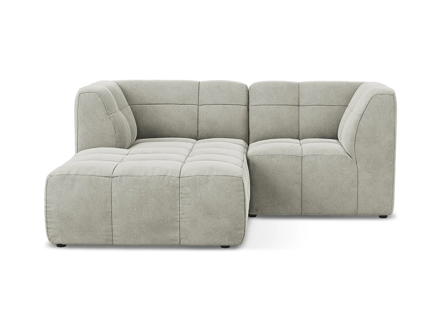 Modulaire hoekbank links van lichtgrijs velours - ALOHA