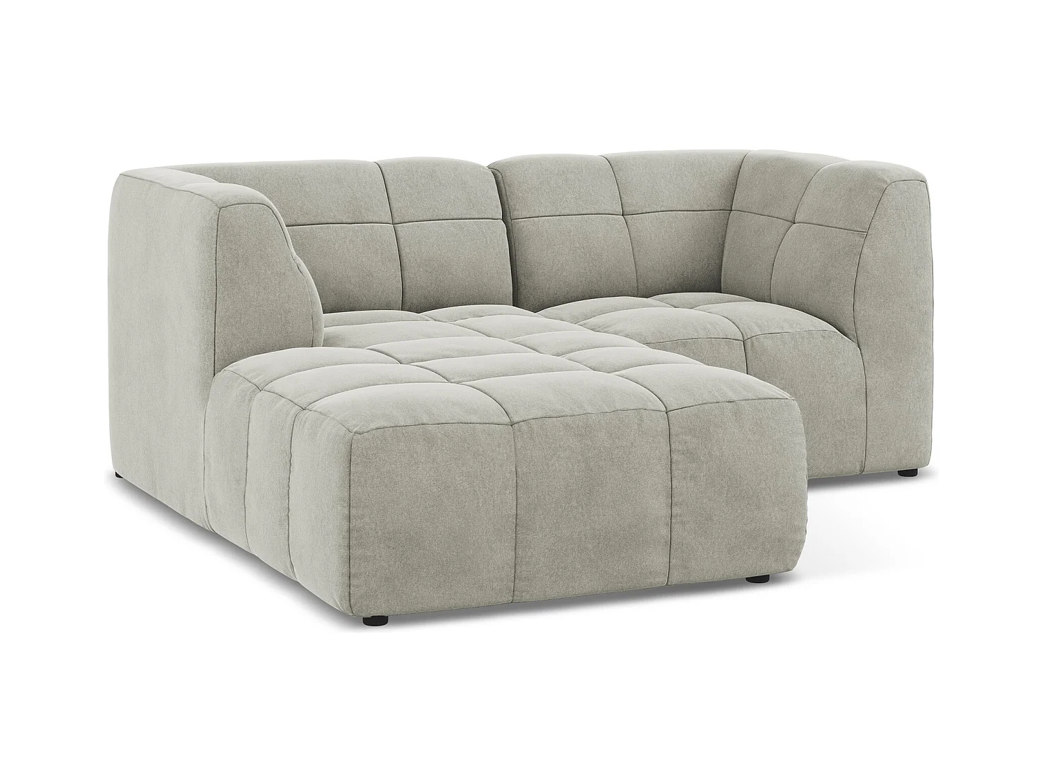 Modulaire hoekbank links van lichtgrijs velours - ALOHA