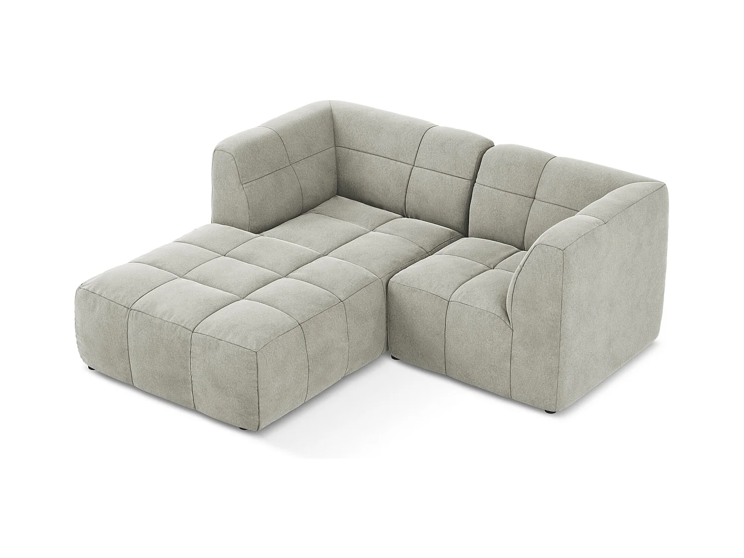 Modulaire hoekbank links van lichtgrijs velours - ALOHA