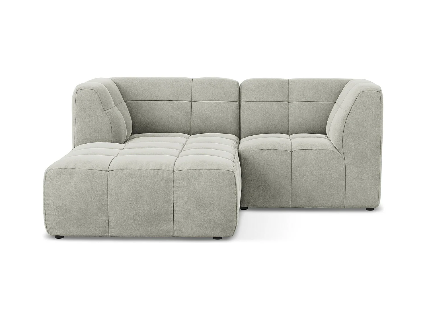Canapé d'angle 2,5 places modulaire gauche en velours - gris clair - ALOHA