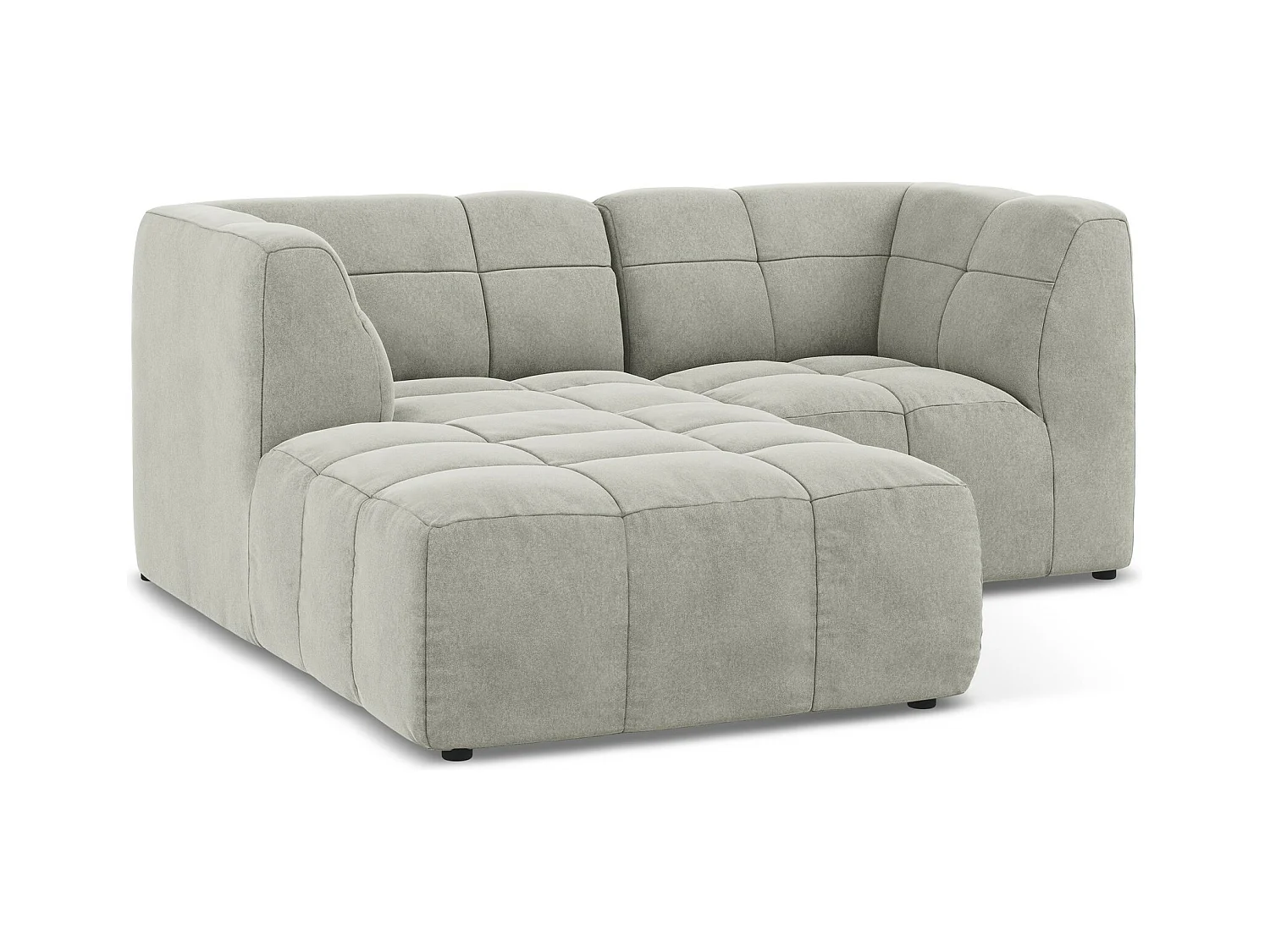 Canapé d'angle 2,5 places modulaire gauche en velours - gris clair - ALOHA