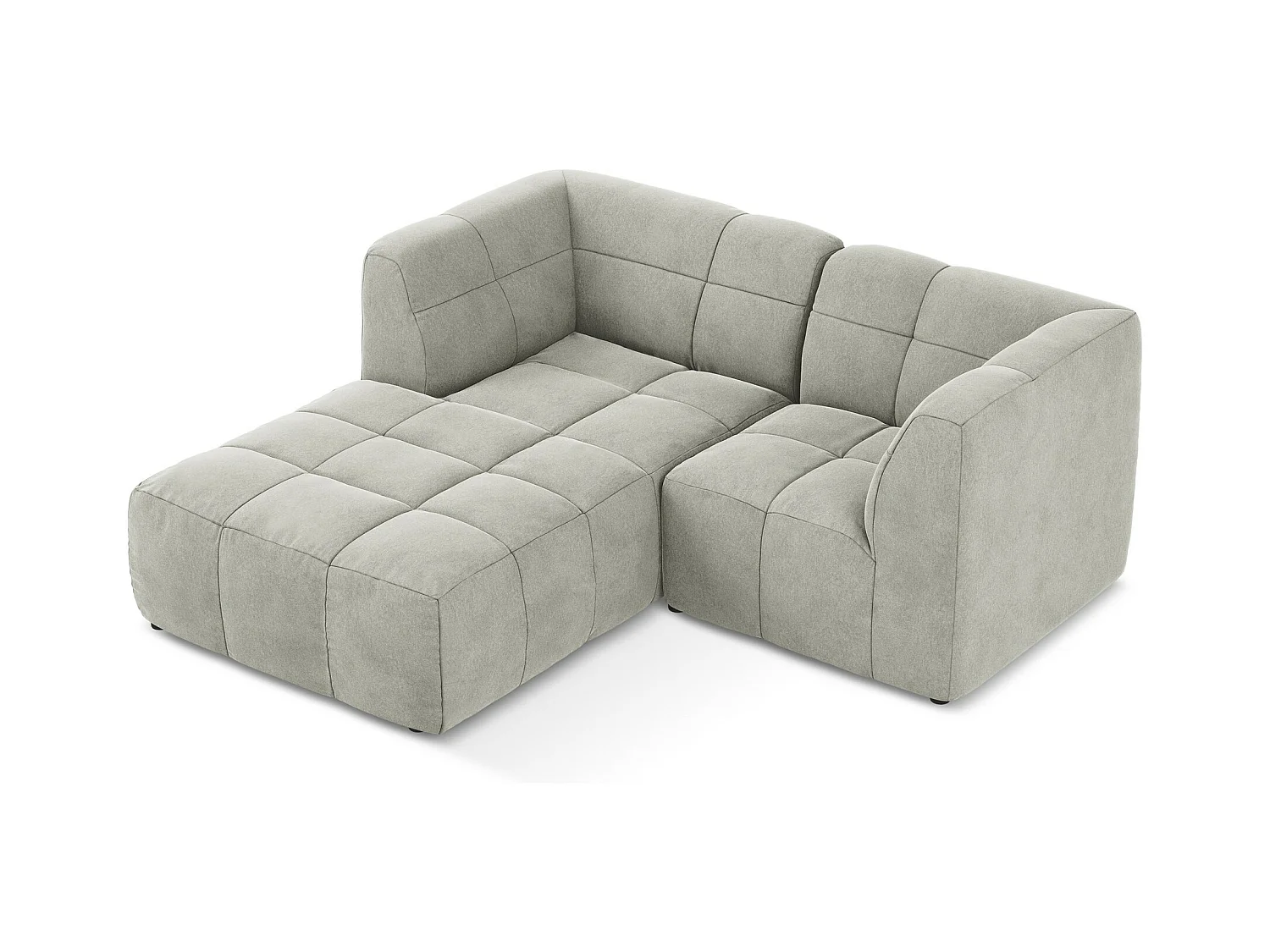 Canapé d'angle 2,5 places modulaire gauche en velours - gris clair - ALOHA