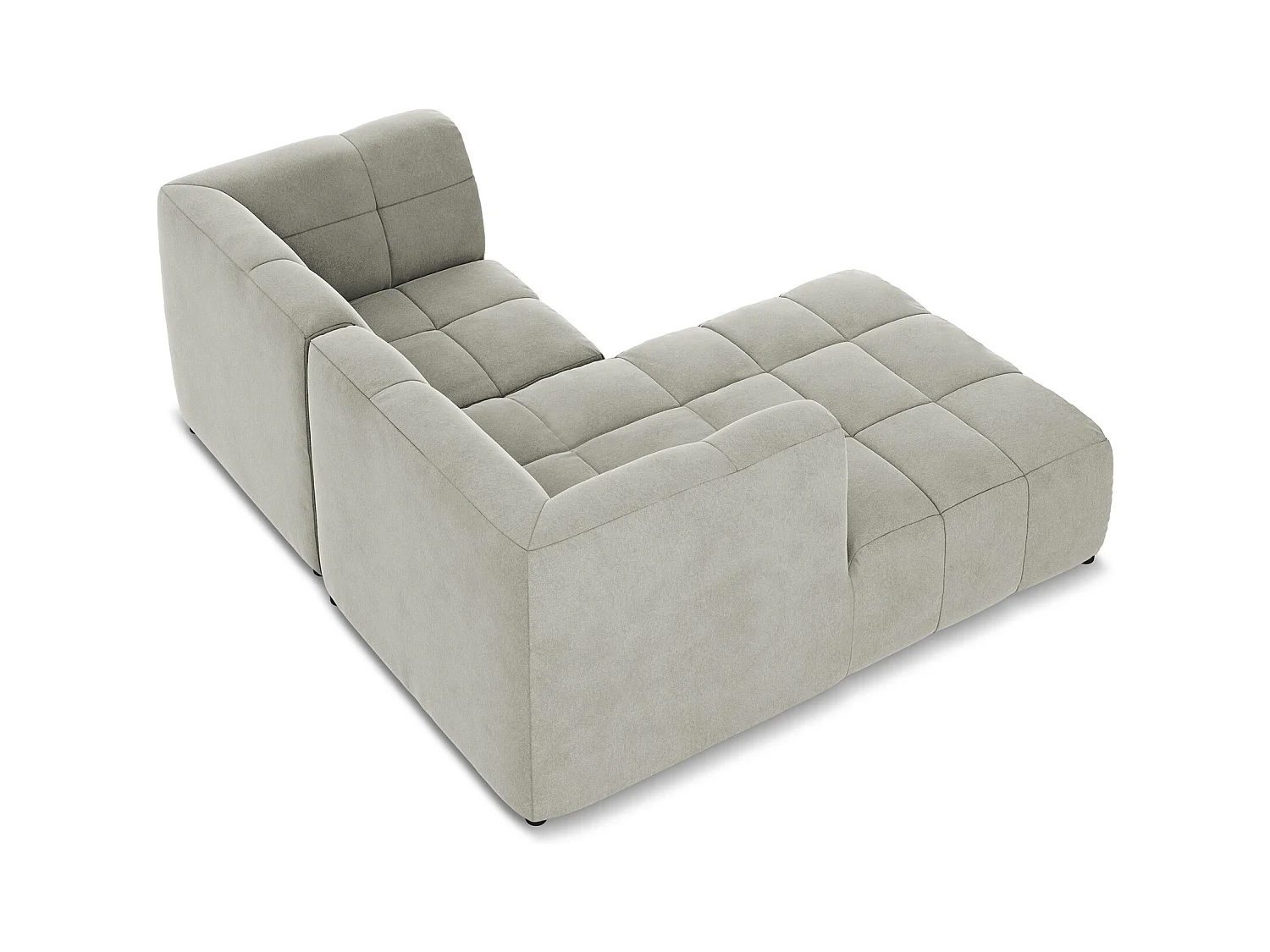 Canapé d'angle 2,5 places modulaire gauche en velours - gris clair - ALOHA