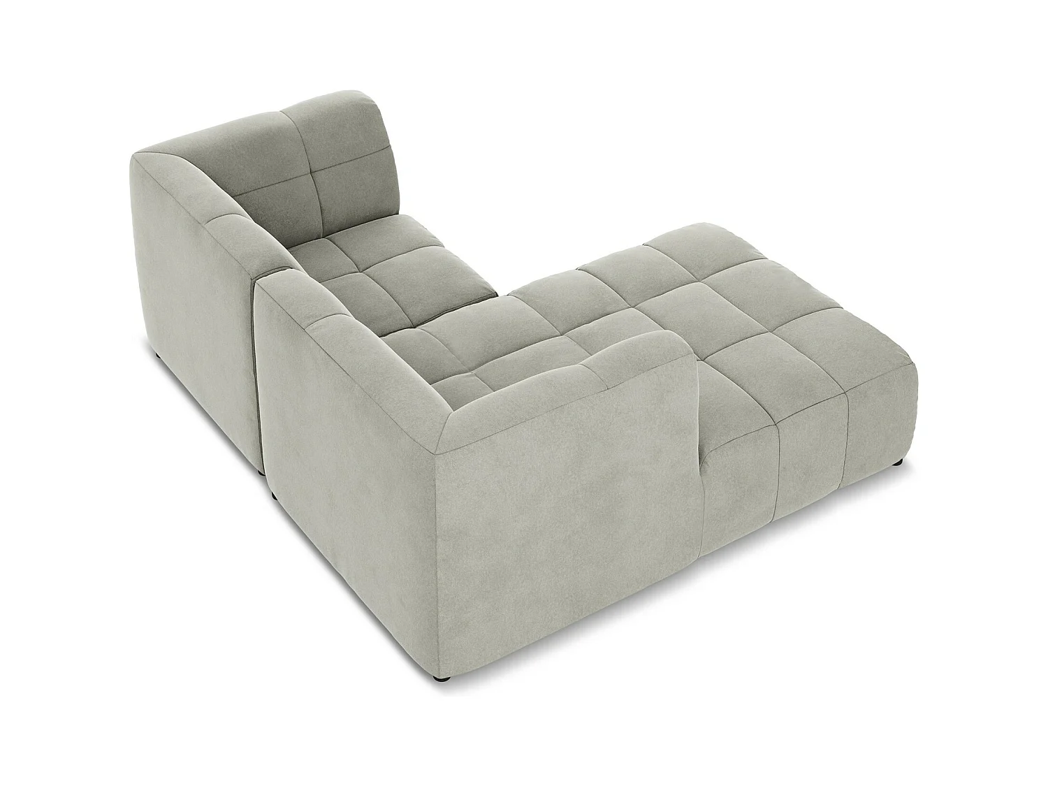 Canapé d'angle 2,5 places modulaire gauche en velours - gris clair - ALOHA