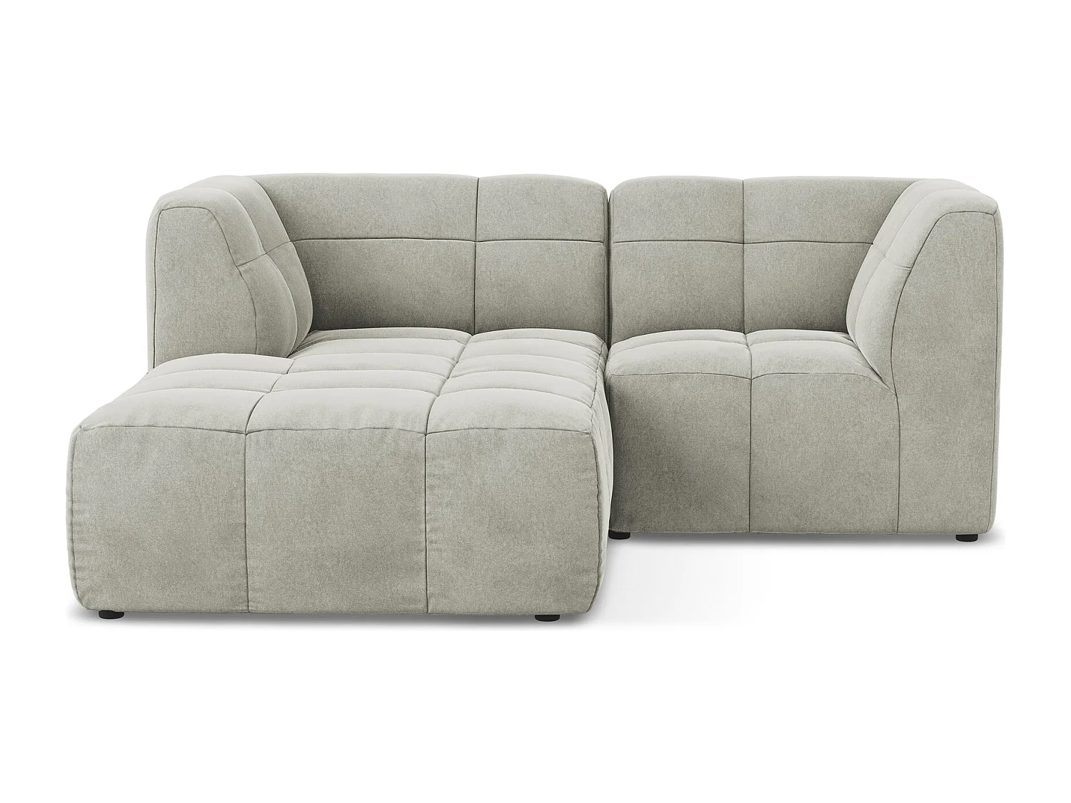 Canapé d'angle 2,5 places modulaire gauche en velours - gris clair - ALOHA